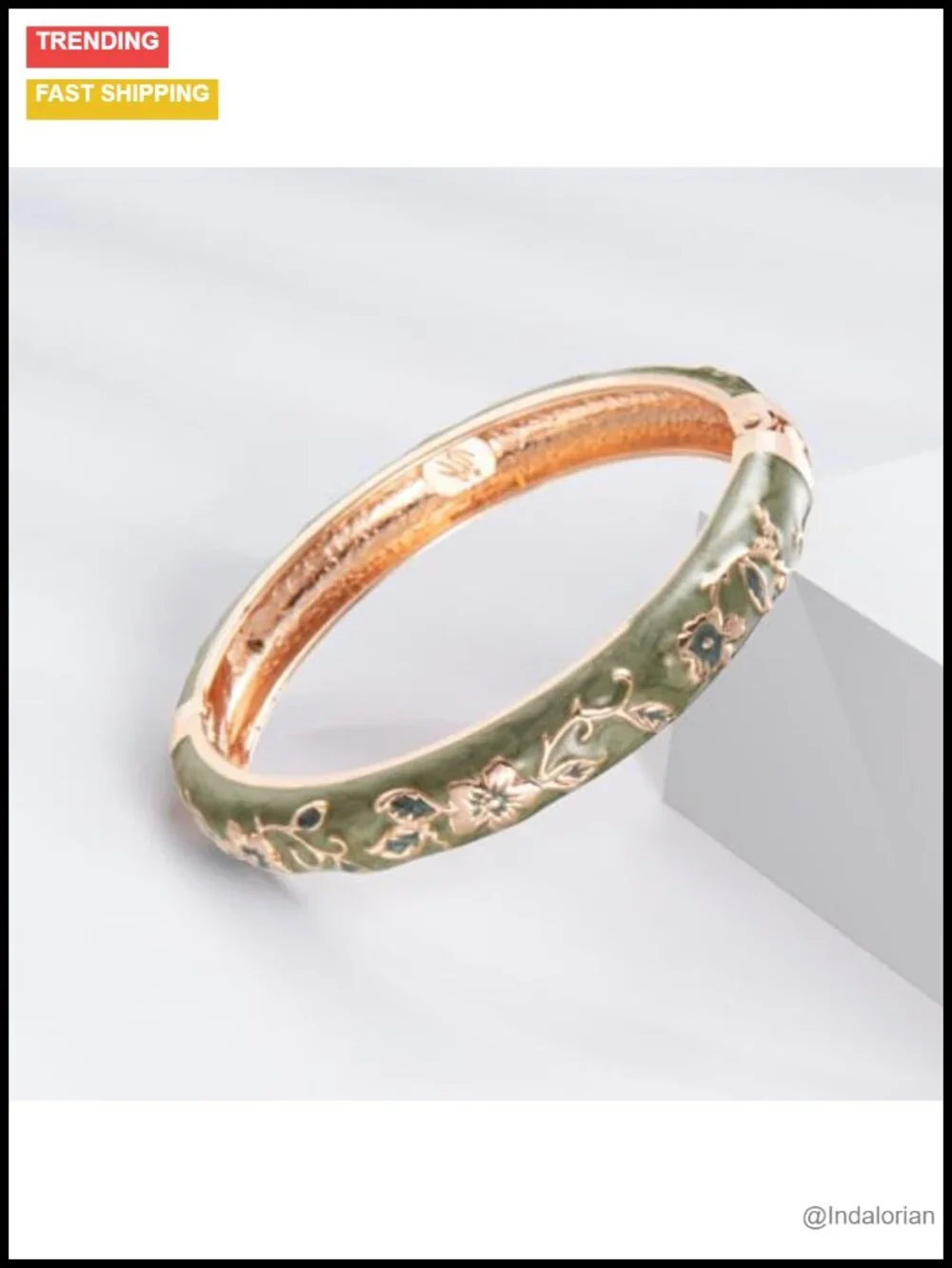 Enameled Alloy Butterfly Flower Hinged Cuff Bangle Bracelet Set